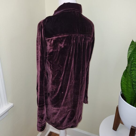 Maeve by Anthropologie Katrina Burgundy Blouse Velvet Button Up Top Women's SZ 2 - Picture 6 of 14